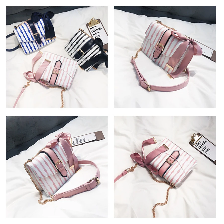 Luxury Striped Women Handbag Chain Bow Women Shoulder Messenger Bag Cute Pu Leather Mobile Phone Handbag Brand Evening Bag 2018 Luxury Striped Women Handbag Chain Bow Women Shoulder Messenger Bag Cute Pu Leather Mobile Phone Handbag Brand Evening Bag 2018