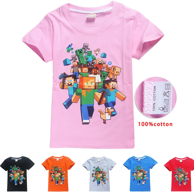 

2018 Minecraft Summer Latest Boys & Girls Cotton T-Shirt Minecraft Cartoon Children Short Sleeve Kids Wear T-Shirt