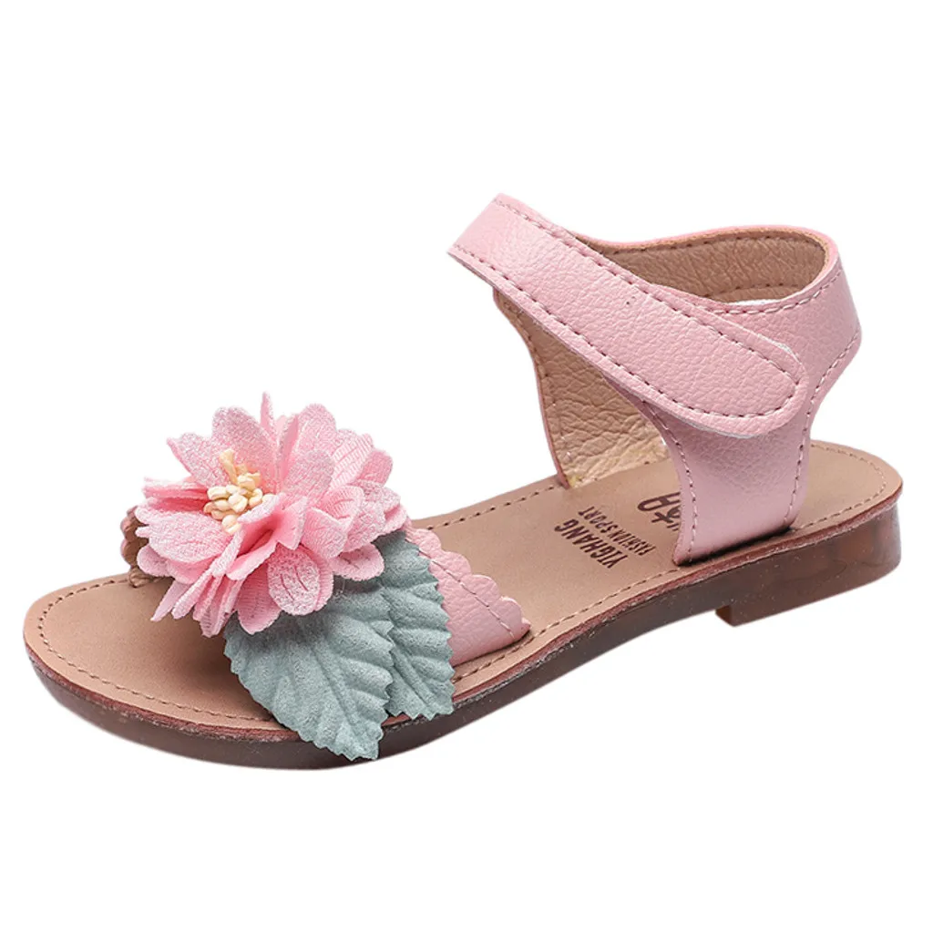 CHAMSGEND/повседневные сандалии для маленьких девочек; обувь на крючках с цветком для детей; Erkek bebebek Sandalet MAR18 - Цвет: PK