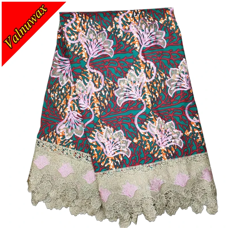 

New Arrival Nigerian Ankara Print Lace Fabric High Quality African Wax Hollandais Embroidered Lace Fabrics For Wedding KW-L15#