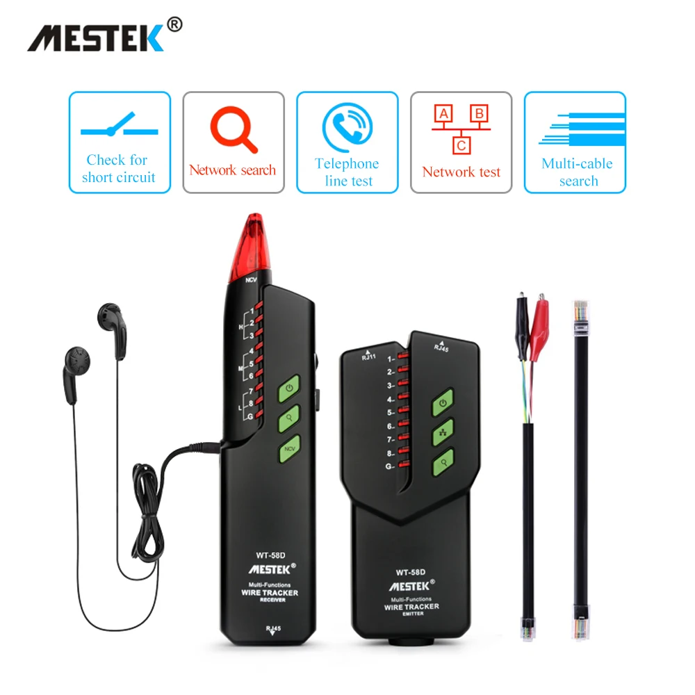 

Telephone Wire Tracker Cable Tester for RJ45 RJ11 Electrical Line Finding Testing Network Cable Detector Line Finder WT58D
