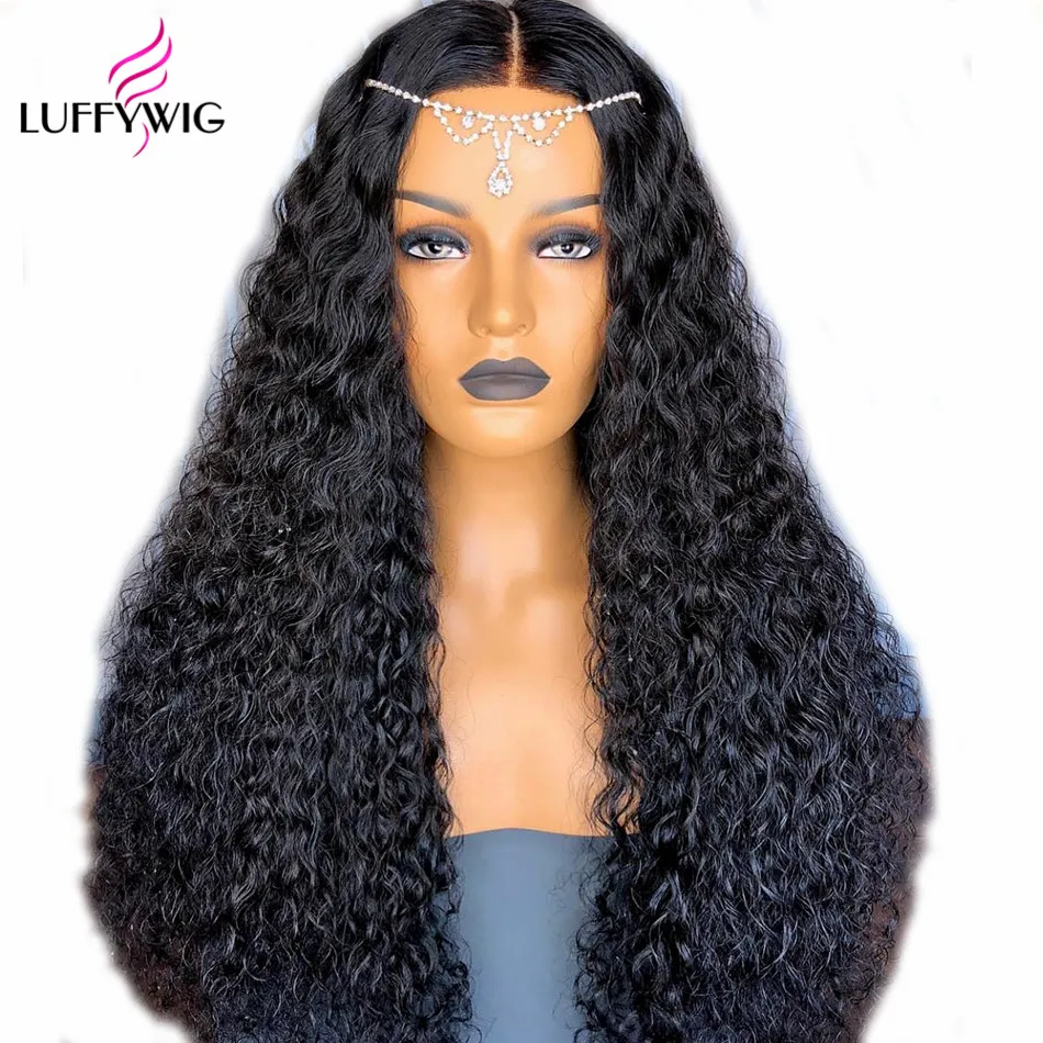 LUFFYHAIR 250 плотность предварительно сорванные кудрявые 13x6 кружева передние человеческие волосы парики предварительно сорванные перуанские прямые волосы с детскими волосами для женщин