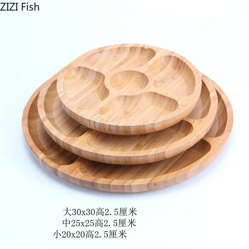 

Chinese Style Wooden Partition Tray Dinner Plate Coffee Tea Tray Fruit Bread Food Dessert Breakfast Plate