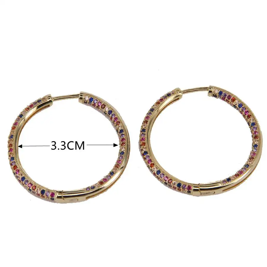 Hemiston Томас золото полностью проложили роялти Красочные камни креольские серьги-кольца, романтические ювелирные изделия подарок для женщин TS 126GCX