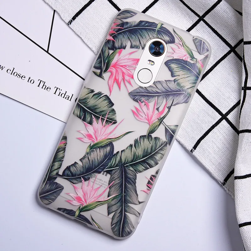 TOMKAS Painted Phone Case For Xiaomi Redmi 4X 5 Plus Flower Plants Animal Patterned  TPU Silicone Back Cover Coque fundas        (12)