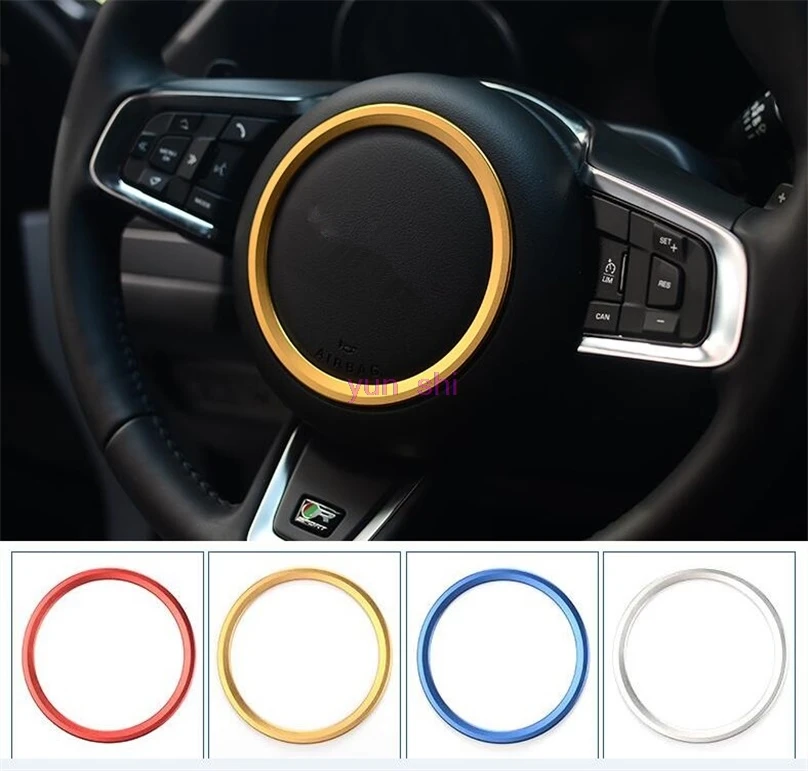 

4 colors aluminum alloy Car Steering Wheel sign ring frame decoration Car-styling For Jaguar XF XFL XE F-TYPE F-PACE Accessories