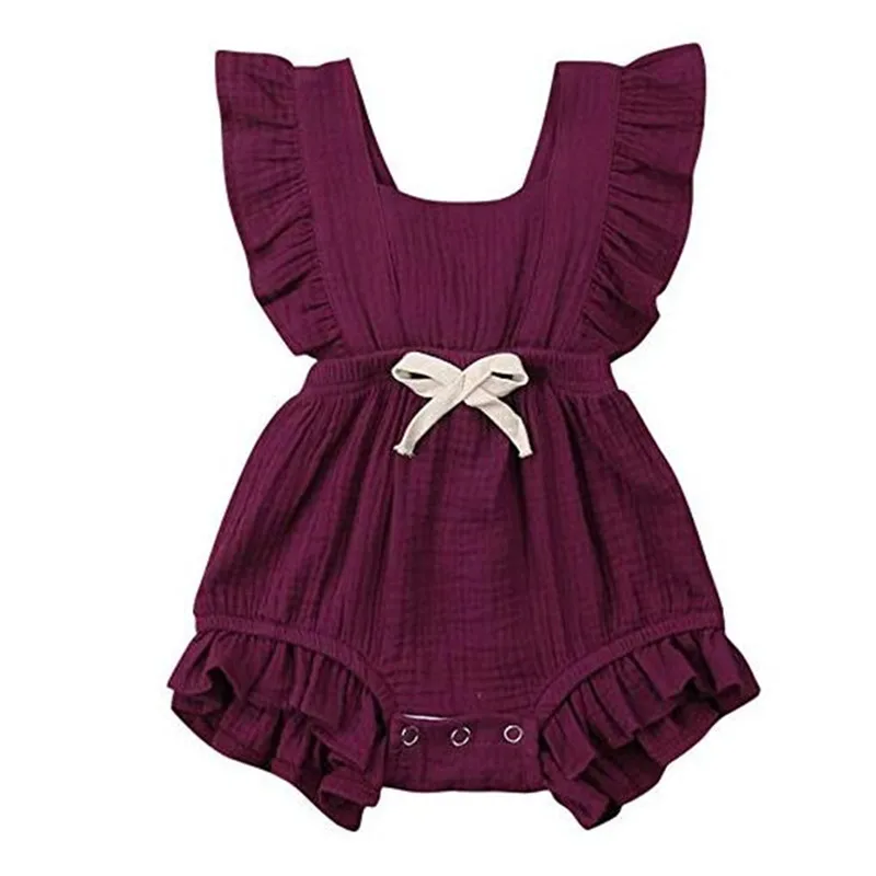 

Summer new 5 color cute baby girl ruffled solid color jumpsuit tights suit newborn baby fashion high quality comfortable clothes