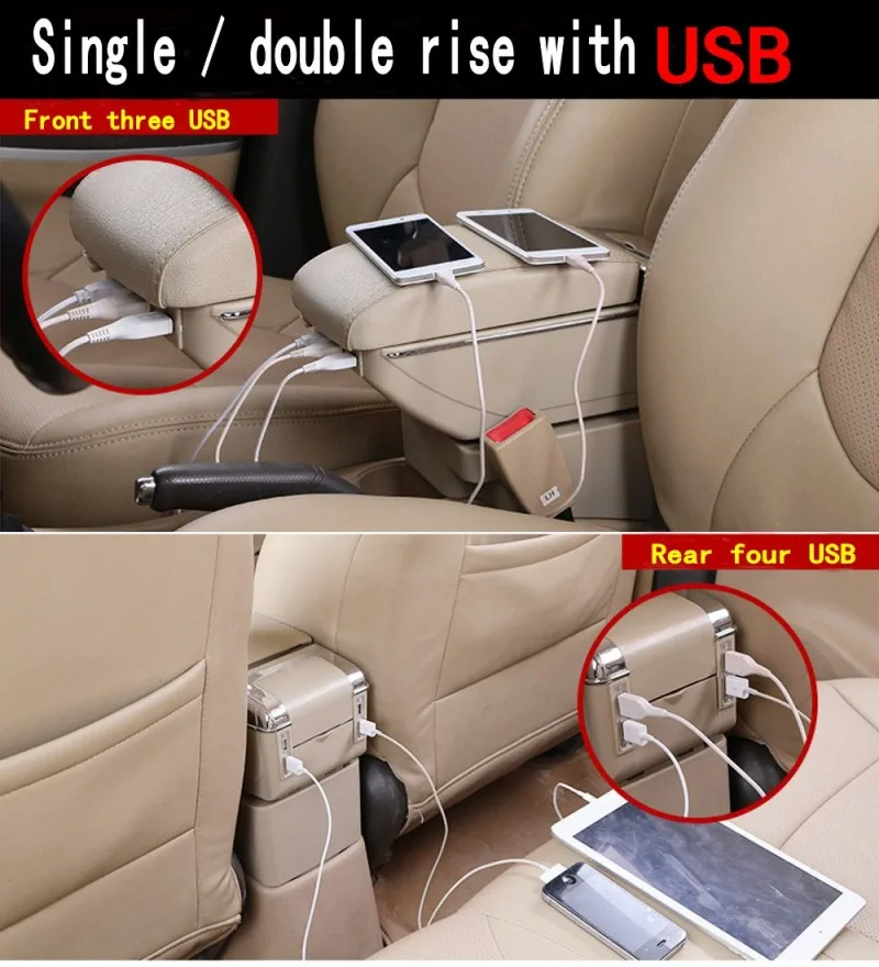 For Honda Fit Jazz hatchback armrest box central Store content Storage box with cup holder ashtray USB interface 2004-2007