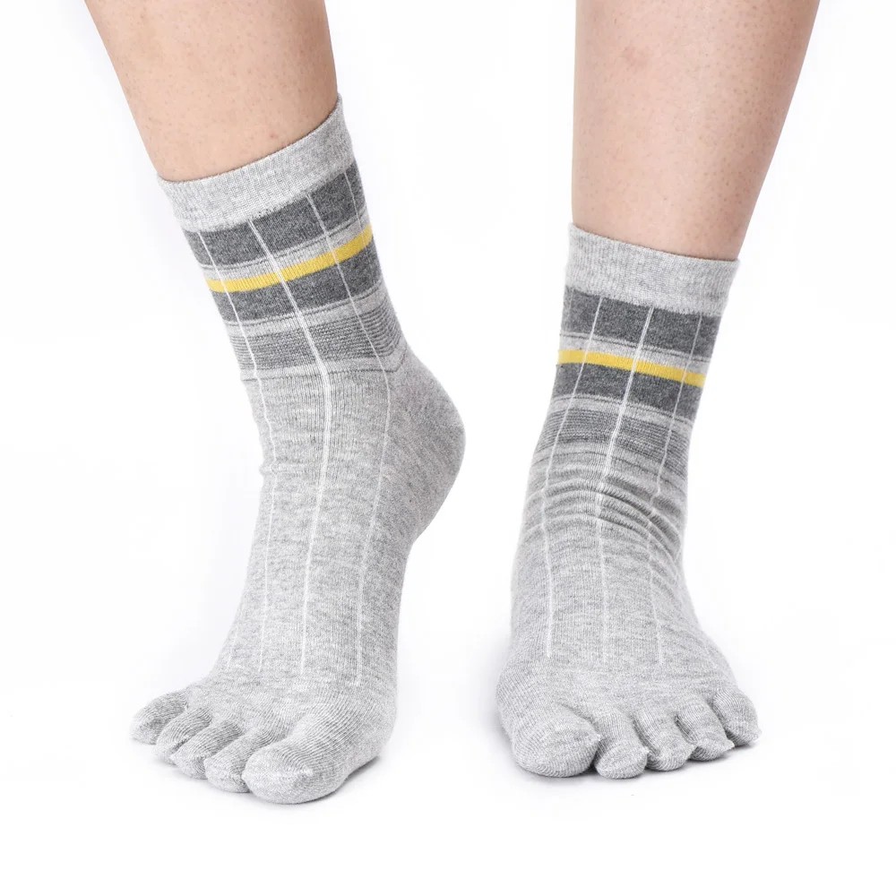 5 Pairs Fashion Casual Men Toe Socks Colorful Striped Cotton Soft