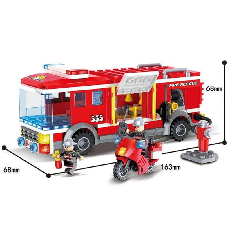 

Models building kits 6555 284pcs City Fire Rescue Engine Truck Motorcycle Building Blocks compatible legoings toys & hobbies