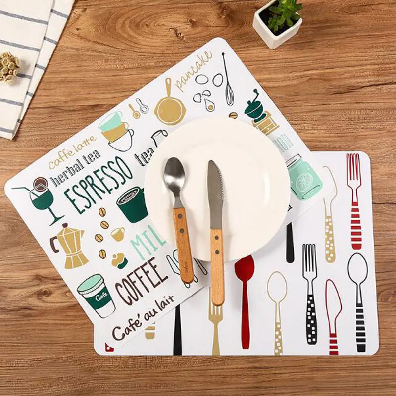 

Non-slip table mat simple printing Table Setting Placemat household PP plastic insulated table pad bowl mat waterproof heat mat