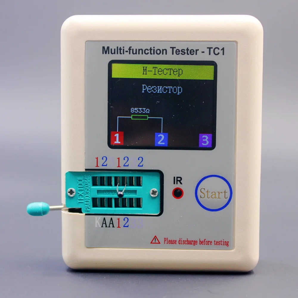 Русский Многофункциональный TC1 Транзистор тестер TFT Диод Триод измеритель емкости LCR ESR NPN PNP MOSFET ИК-измеритель