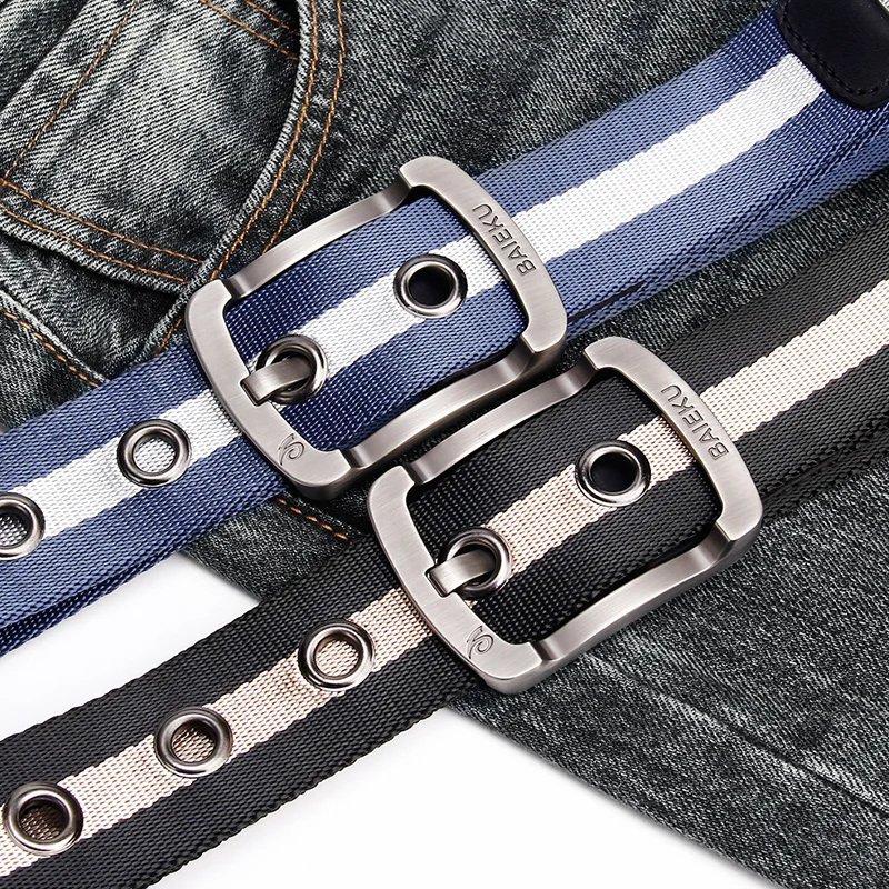 BAIEKU нейлоновые ремни для мужских брюк Тактический холщовый ремень для молодых людей летние освежающие и удобные аксессуары