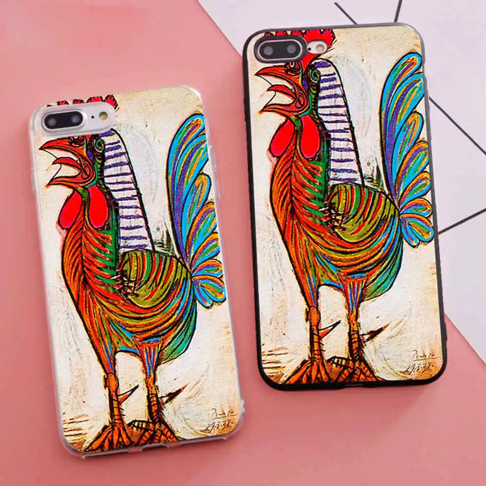 

Coque A Rooster Pablo Picasso Fitted s Phone Case for iPhone X 5S XR XS Max SE 6 S 6s 7 8 Plus Cover Fundas Capinha