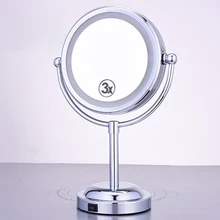6 дюймов LED Макияж зеркало двойной Сторона девушка Для женщин леди Красота нормальный 3x косметическое зеркало Стенд Инструменты