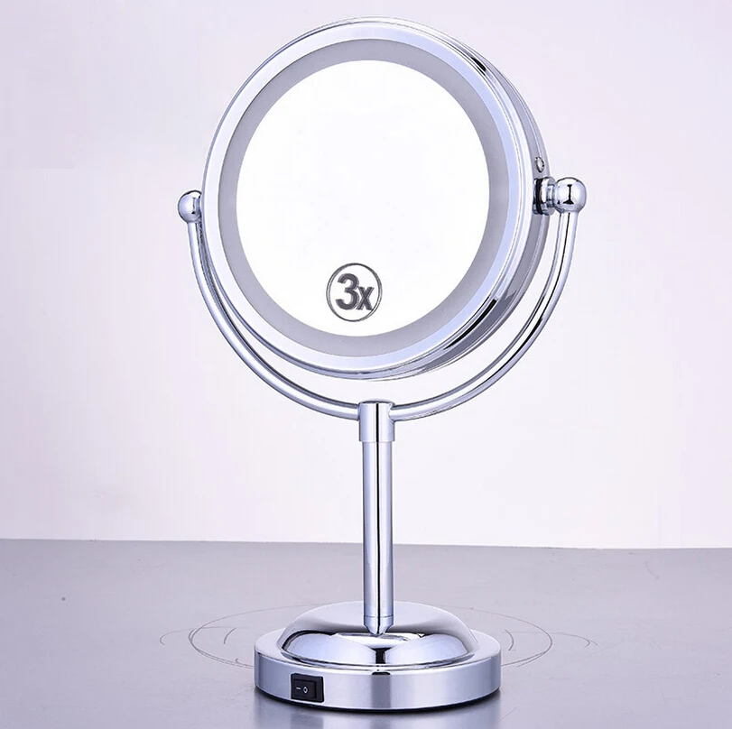 

6 inch LED Makeup Mirror Dual Side Girl Women Lady Beauty Normal 3x Magnifying Cosmetic mirror Stand Tools