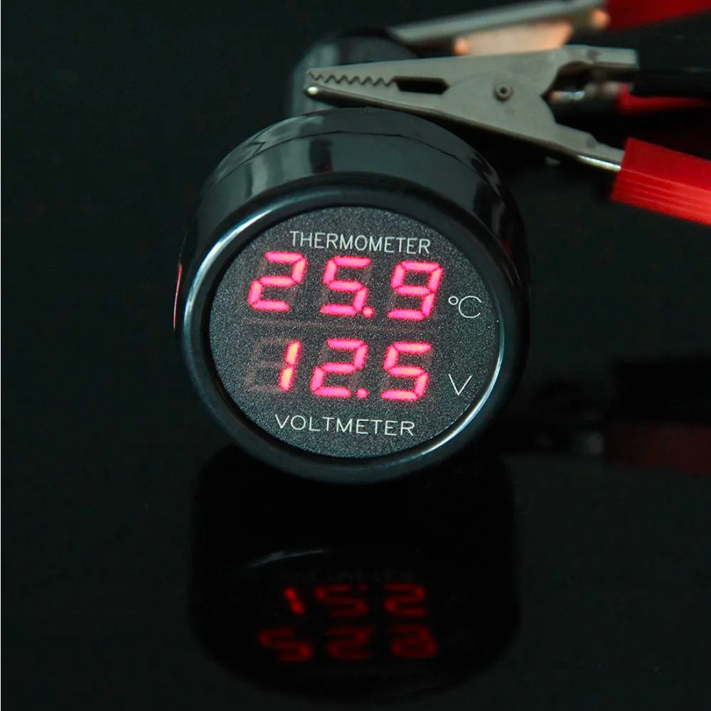 

New Car Charger 3 in1 Digital Voltmeter Thermometer Red LED Car Cigarette Lighter Portable Voltage Meter DC 8-40V