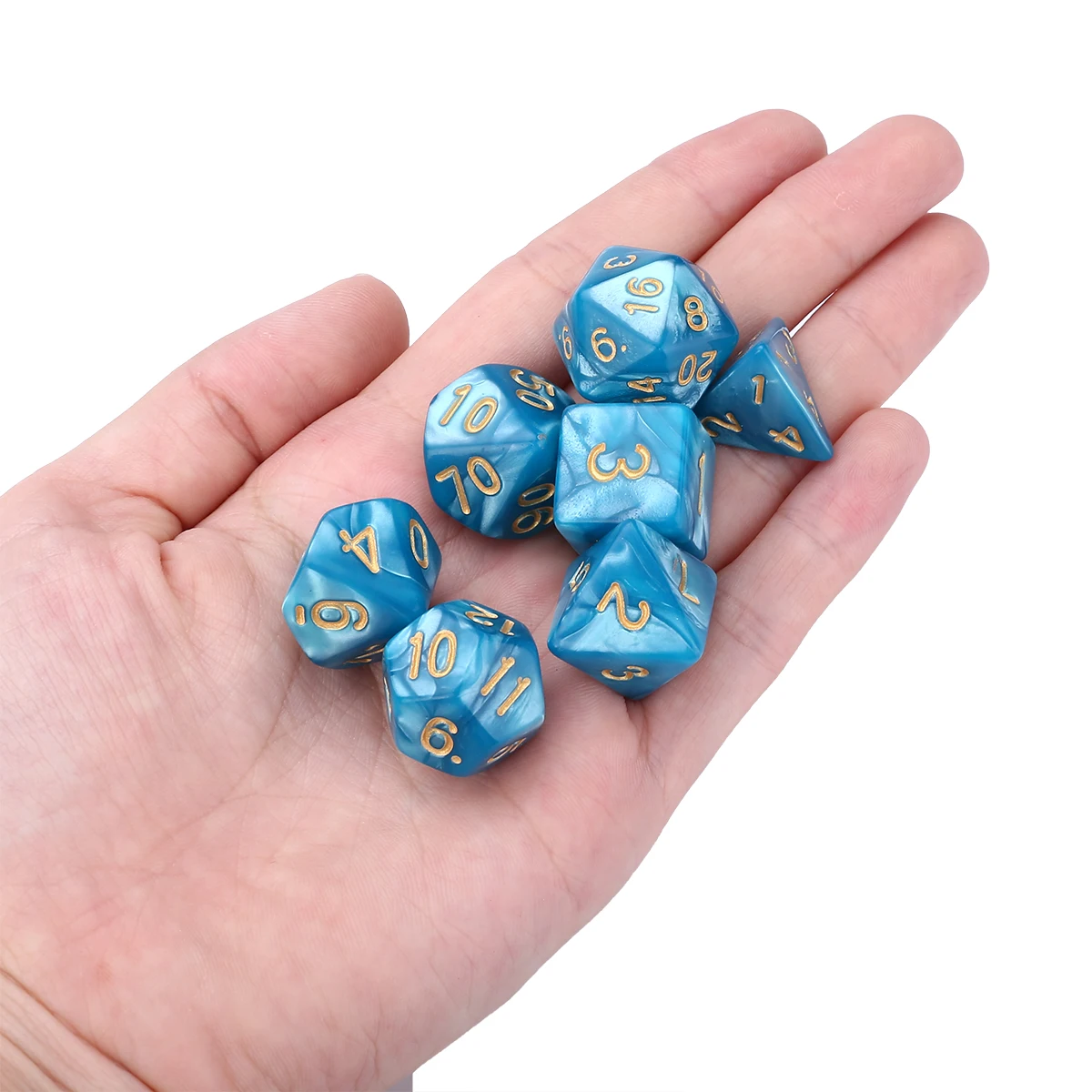 7pcs Blue Outdoor Dices Polyhedral Dice 16mm for Funny Dungeons and Dragons Dice RPG Role Playing Games Poker Bar Tools