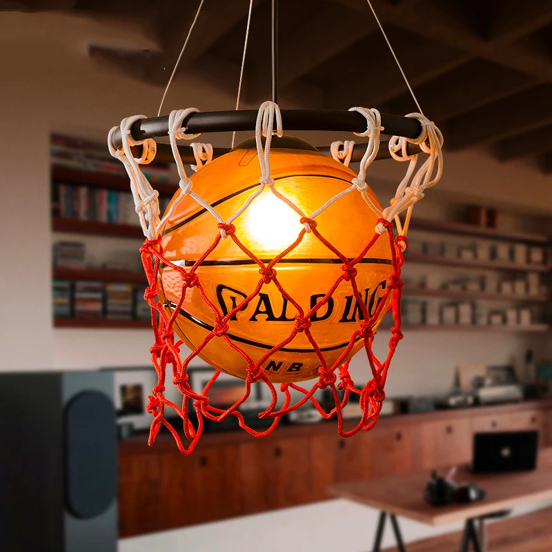  Modern Pendant Lamps Sport Theme Bar Football Pendant Lights Bedroom Boy Basketball Soccer Hanging  - 32951126322