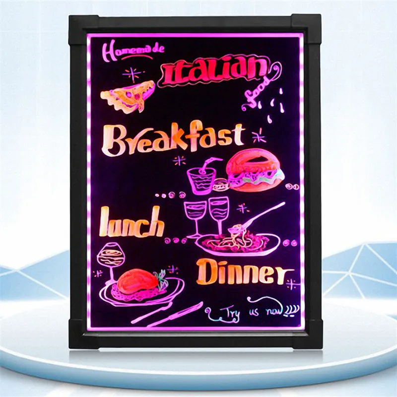 

DIY Erasable Drawing Painting Sketching Advertising Pad AD Board LED Flashing Illuminated Message Writing Board 40x30cm EU Plug