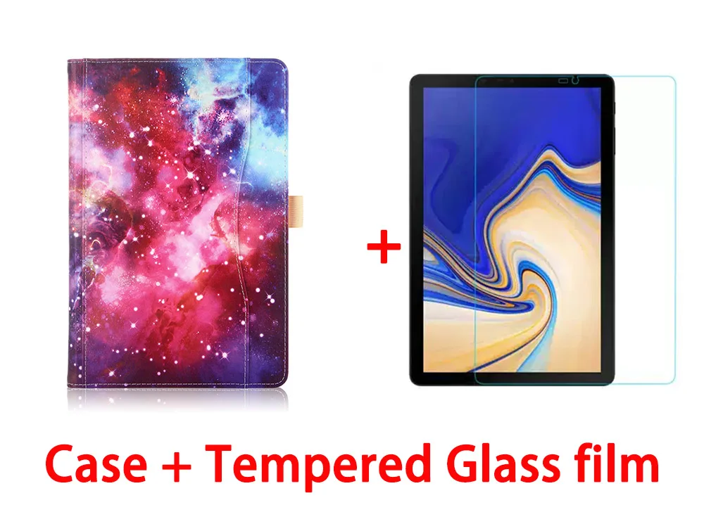 Для samsung galaxy tab s4 t830 T835 флип чехол для tab s4 SM-T830 SM-T835 10," Smart cover ремешок основа+ стилус - Цвет: yinhe-Tempered film
