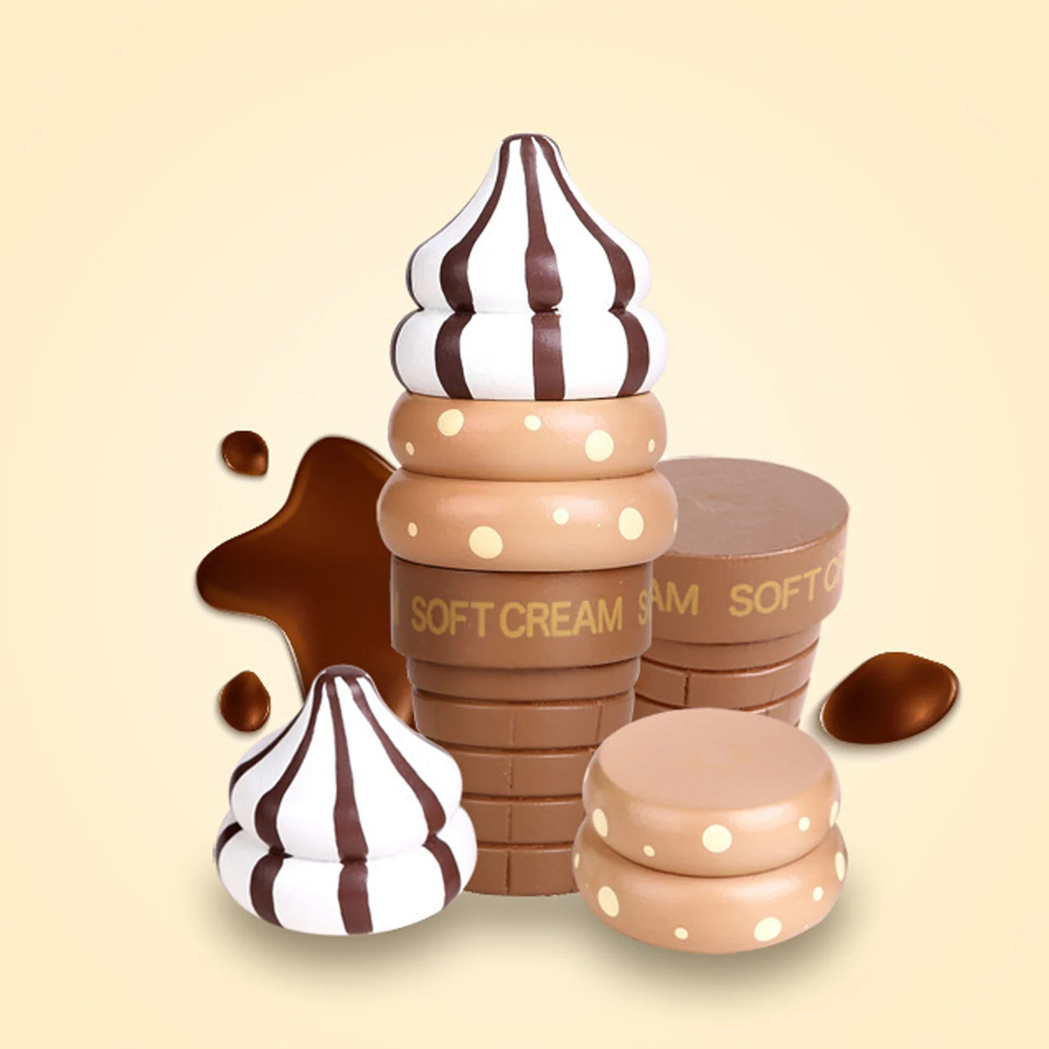 Детские милые симуляционные Магнитные деревянные для мороженого игрушки деревянные Ванильные шоколадные клубники Icecream еда ненастоящая