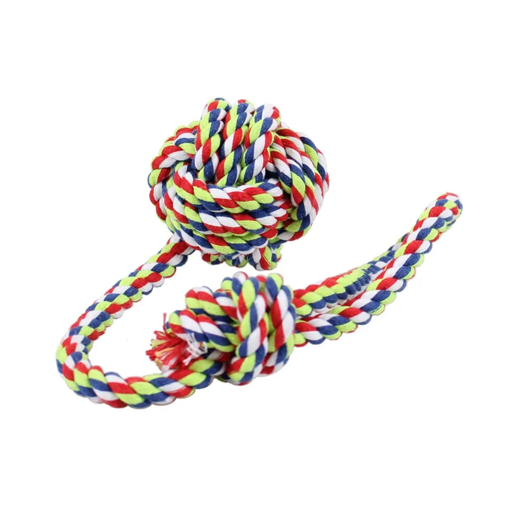 Mixed Color Rope Knot Ball Dogs Chew Toys Small Medium Pets Hand Drawn