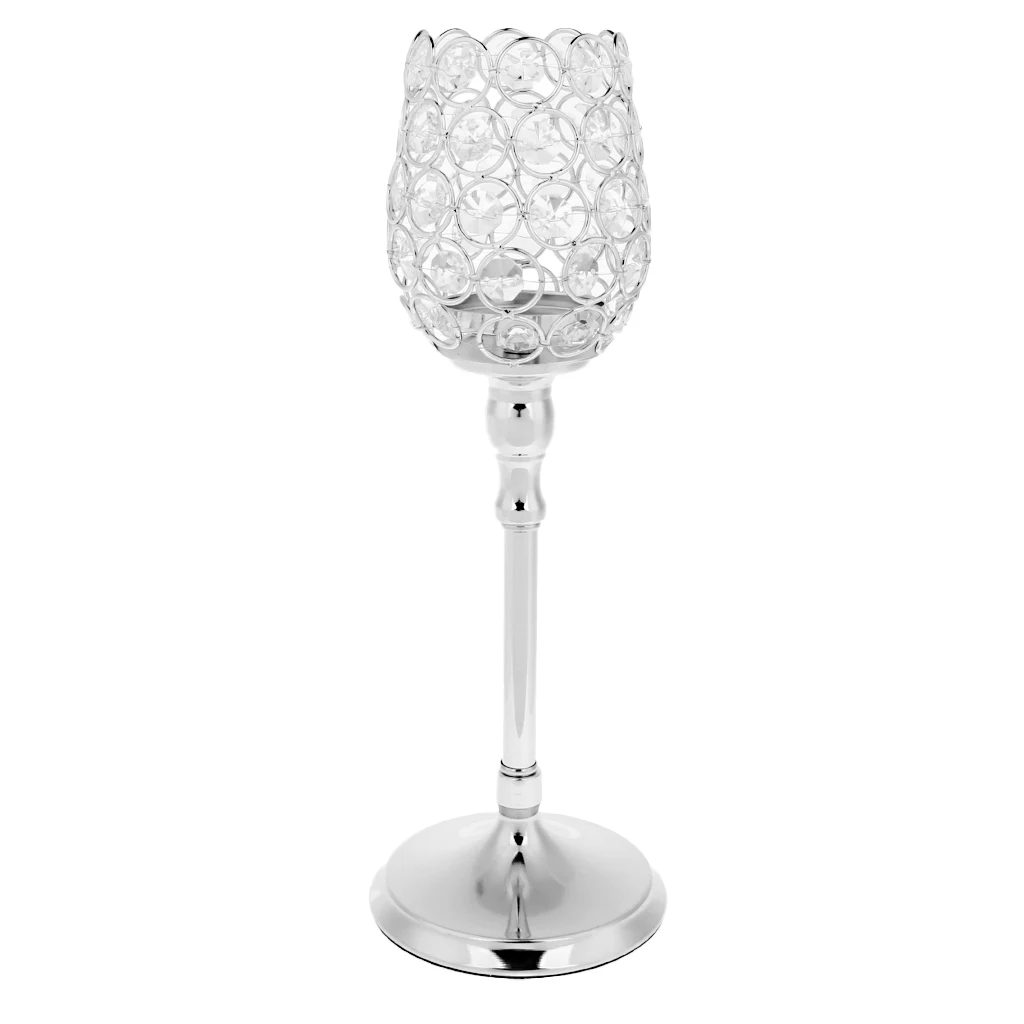 MagiDeal Crystal Tea Light Candleholder Bowl Wedding Window Top 27cm/33cm/38cm for Wedding Holidays Decor