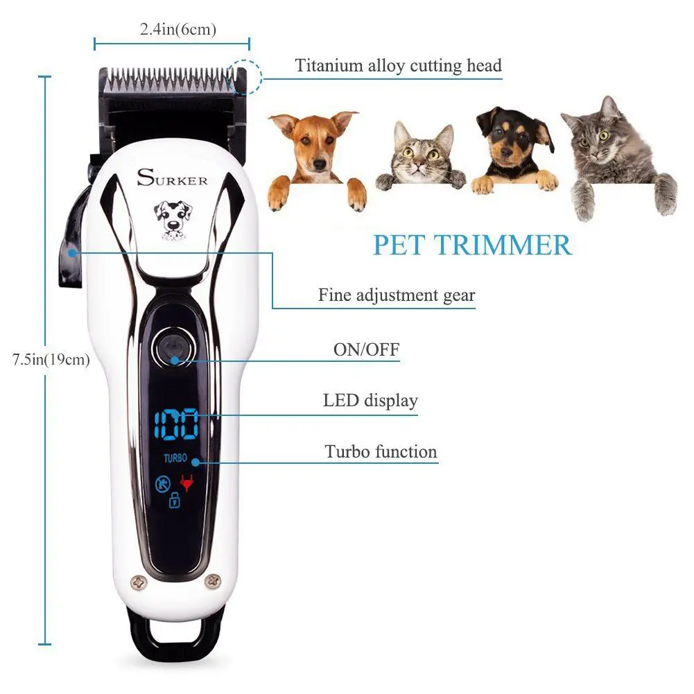SURKER собака Уход за лошадьми машинки для стрижки собак животных Pet комплект