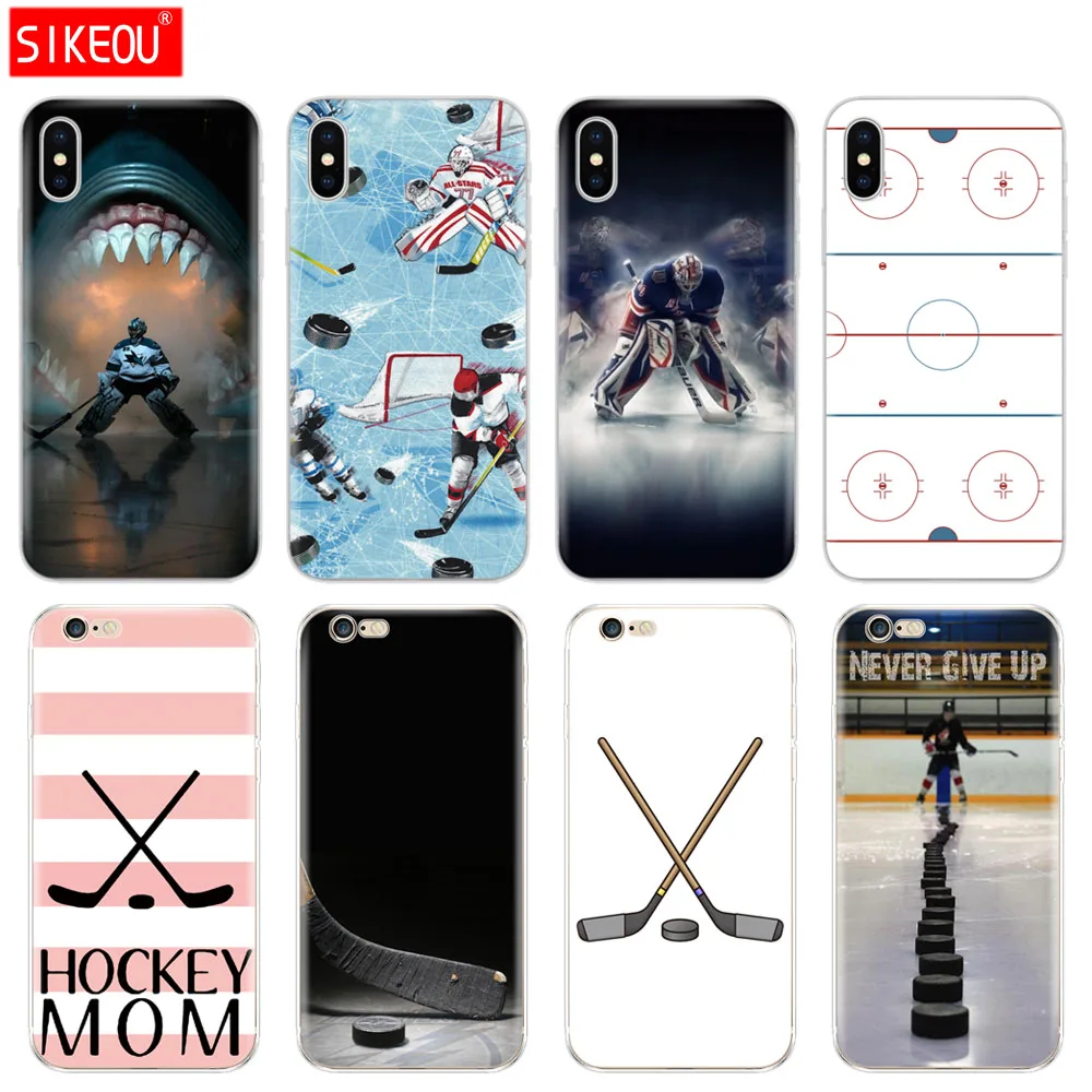 

Silicone Cover Phone Case For Iphone 6 X 8 7 6s 5 5s SE Plus 10 XR XS Max Case ice Hockey Rink sport Mom