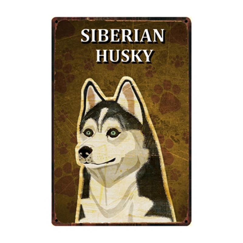 

[ Kelly66 ] Dogs Siberian Husky Metal Sign Tin Poster Home Decor Bar Wall Art Painting 20*30 CM Size y-2220