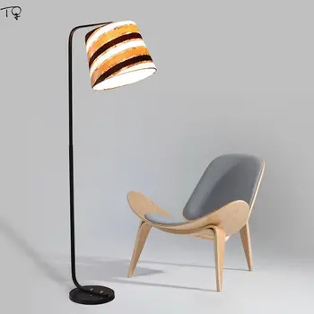 

Nordic Remote Control Modern Led Floor Lamp Velvet Lampshade Living Room Bedroom Bedside Reading Fishing Lamp Stand Decor Salon