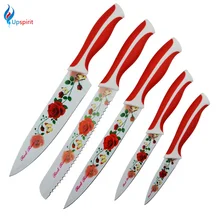 Upspirit Acero Inoxidable Cuchillos de Cocina 3.5 “5” 8 “pulgadas Conjunto Cuchillo de Pelado de la Fruta Utility Chef Cuchillos de Pan Cuchillo 5 UNIDS Rosa Roja