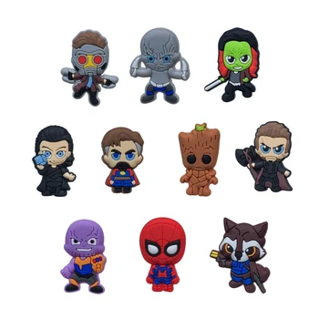 

10PC Avengers Infinity War PVC Shoe Charms Shoe Buckle Accessories For Croc Decor for Bracelets With Holes Children Party Gift