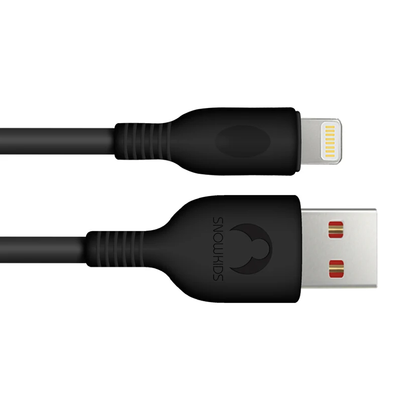 Кабель Snowkids для iPhone X, 8, 7, 6, 5, XR, XsMax, быстрая скорость зарядки, тонкий TPE Upto iOS12 для Lightning-USB 1,2 м