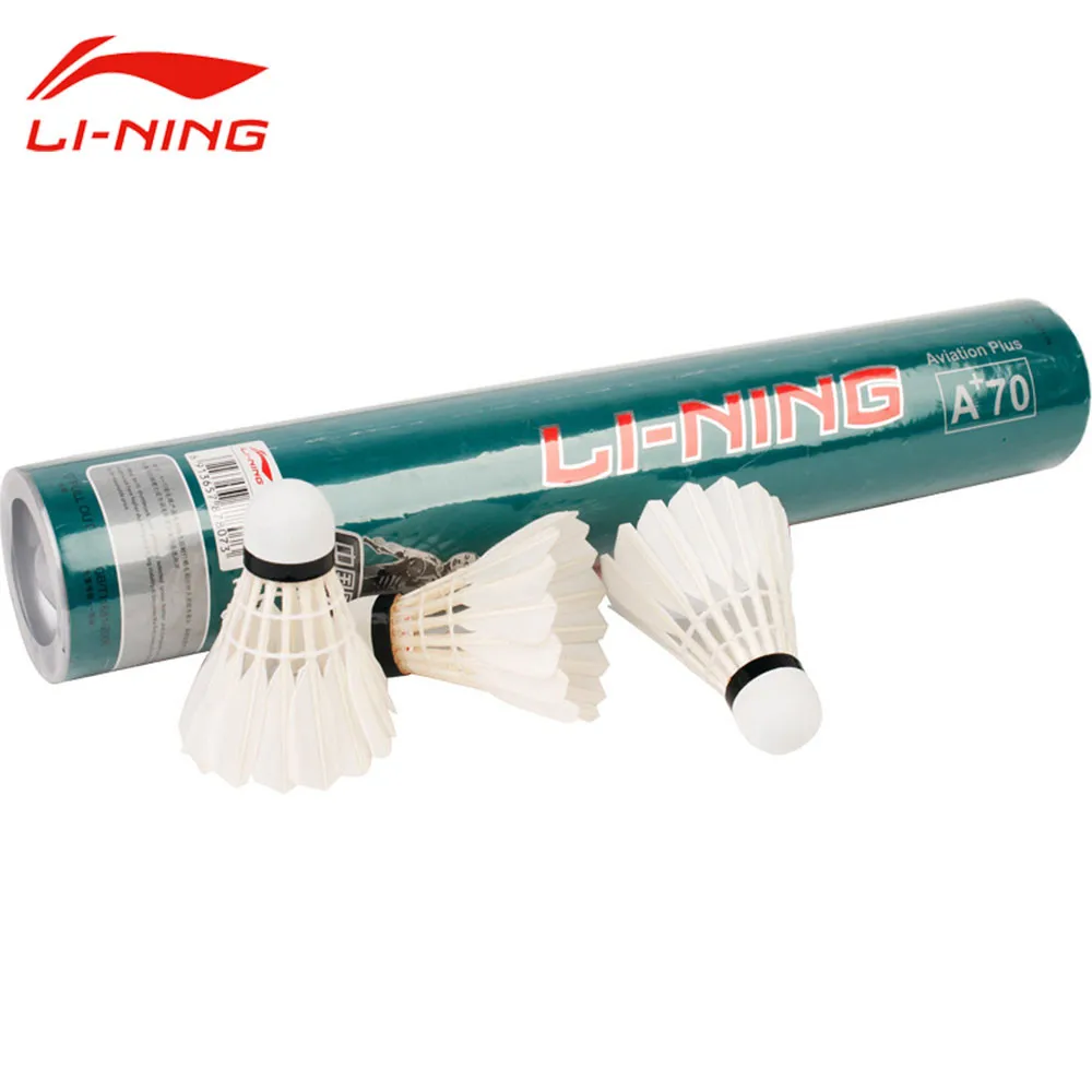 

Li-Ning Professional A+70 Badminton Shuttlecock Goose Feather Ball+Natural Cork Head LINING Durable 12Pcs Shuttlecock AYQF032