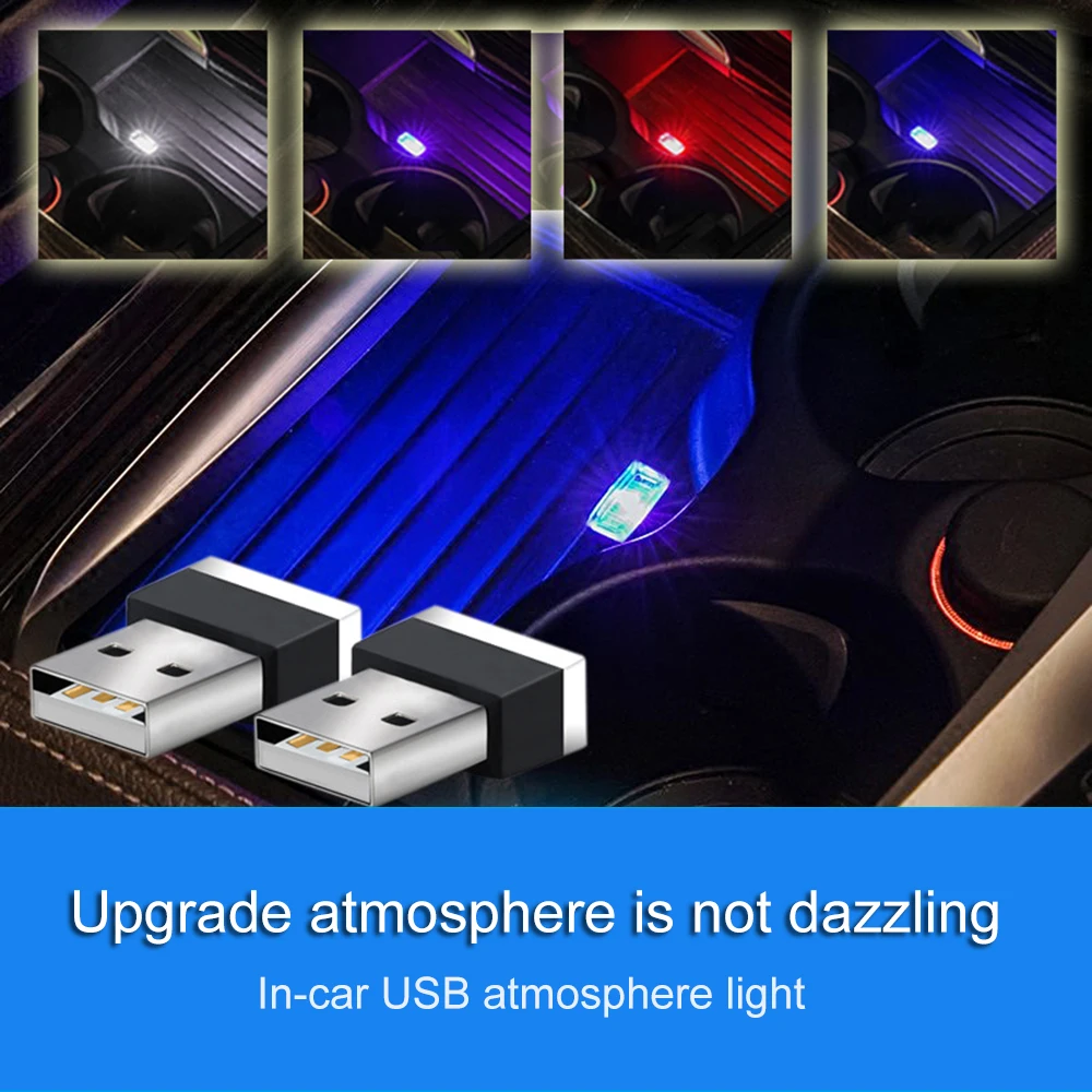 Мини интерьер автомобиля Usb Светодиодная лампа окружающий свет синий белый RGB аварийные атмосферные декоративные огни авто аксессуары подсветка