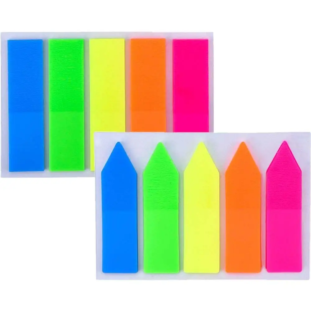 

XRHYY 50 Pieces Self-Adhesive Page Markers Translucent Neon Colored Index Tabs Self-Stick Note Pads Neon Flag Sticky Notes