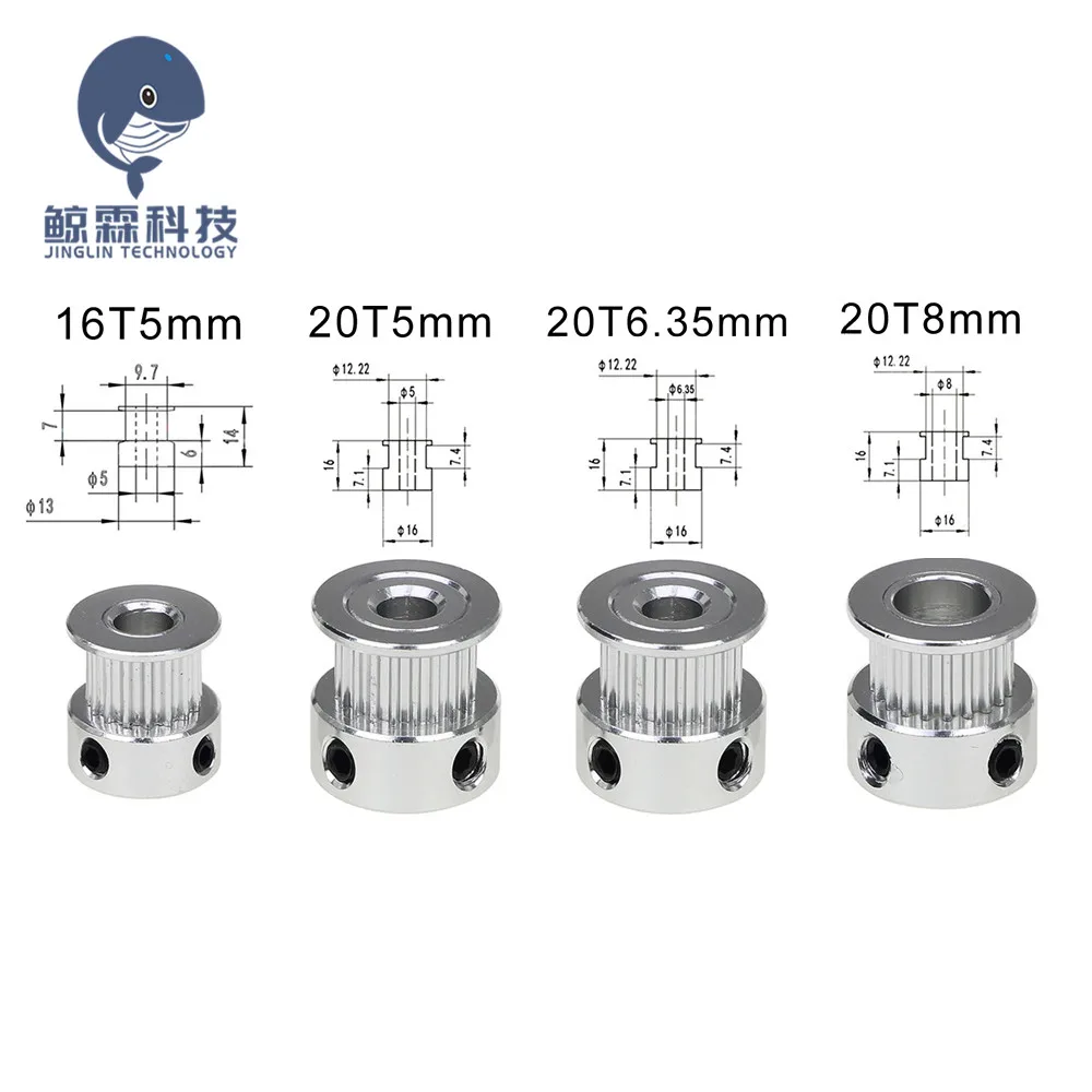 1 шт. Запчасти для 3d принтера 20 зубьев GT2 зубчатый шкив диаметр 5 мм 6,35 мм 8 мм для ширины 6 мм GT2 синхронный ремень 2GT ремень 20 зубчатый шкив