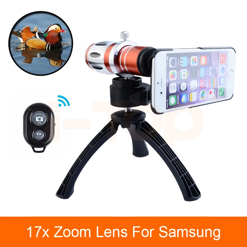 

2017 Camera Lenses 17x Optical Zoom Telephoto Telescope Lens For Samsung iPhone 6 6s 7 Plus 5 5s 4 4s Phone Cases With Tripod