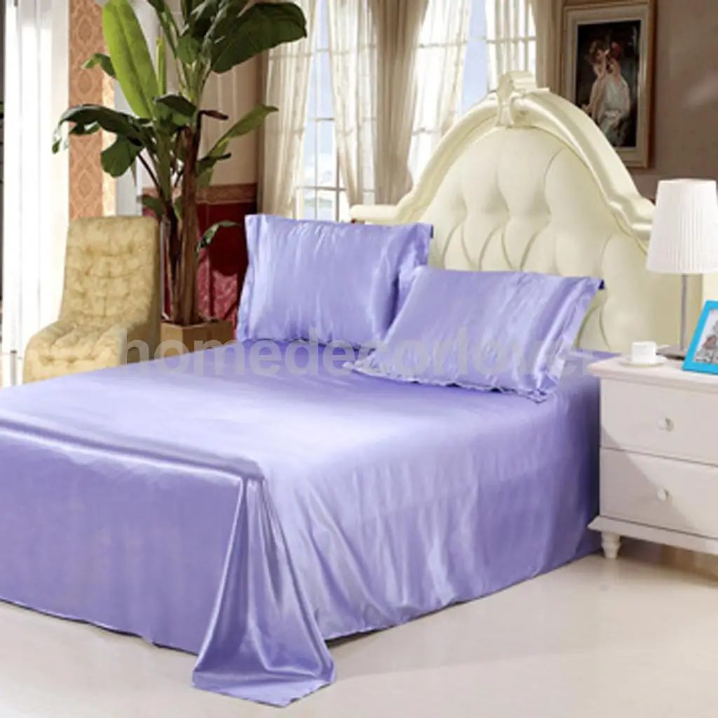 Smooth Satin Silky Bedding Duvet Cover Set-Pillowcase, Flat Sheet, Quilt Cover, California King Size, for 6 feet Bed 4 Piece/Set
