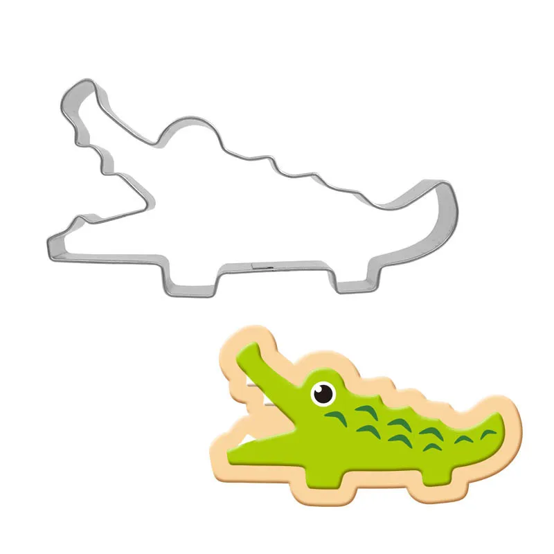 

Crocodile Shape Cookie Cutter EggTools Cutter Pancake Mould Biscuit Press Stamp Mold Stainless Steel