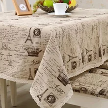 Tower Print Decorative Table Cloth Cotton Linen Lace Tablecloth Dining Coffee table Table Cover For Kitchen Home Decor