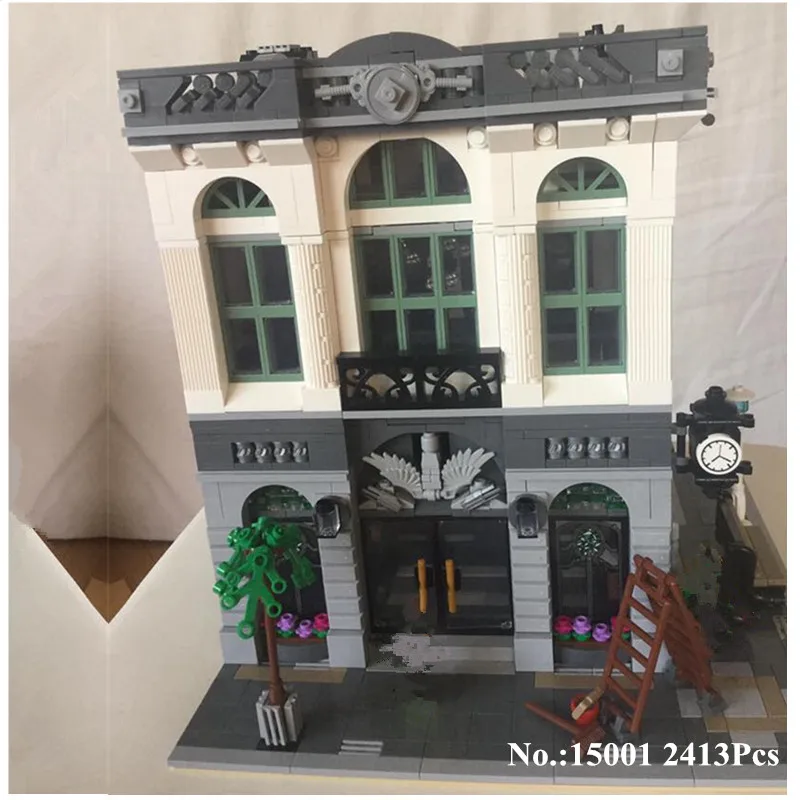 H HXY IN STOCK Free shipping 15001 2413Pcs Brick Bank Model Building Kits Blocks Bricks font