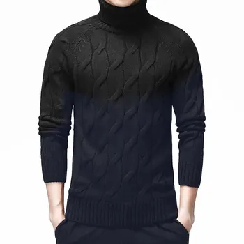 

Sweater For Men Turtleneck Pullovers New Fashion Brand Slim Men's Knit Long Sleeve Solid Color Regular Sweater For Men 2019