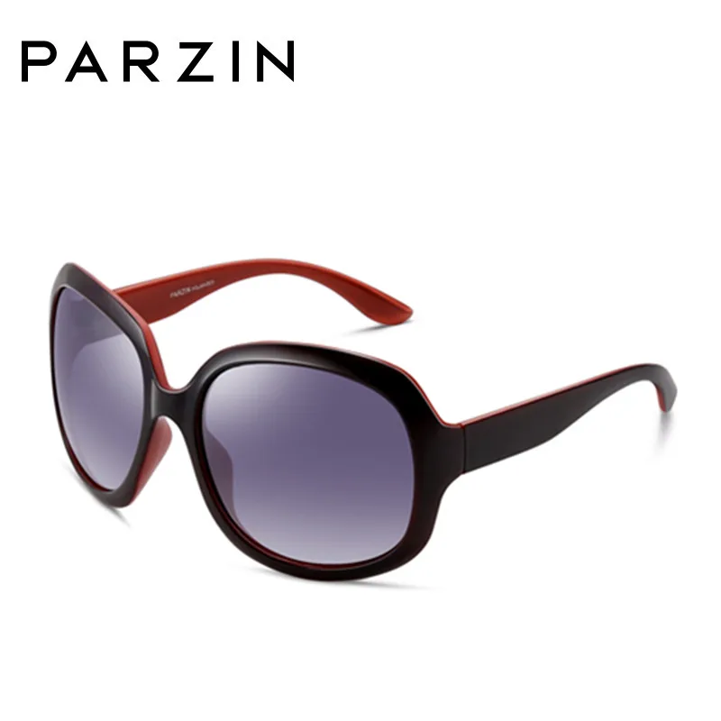 PARZIN солнцезащитные очки Для женщин Брендовая Дизайнерская обувь элегантный стерлингового серебра Большой Рамка поляризованные солнцезащитные очки женские солнцезащитные очки УФ 400 женские очки с Чехол - Цвет линз: Wine Red