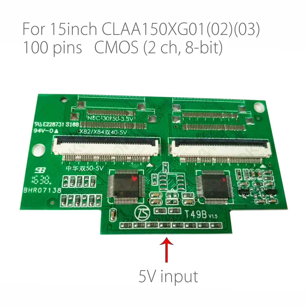 

For CLAA150XG01/02/03 LVDS to CMOS Adapter board 50P+50P 2ch 8bit 100Pins 0.5mm Dual 50P converter driver board