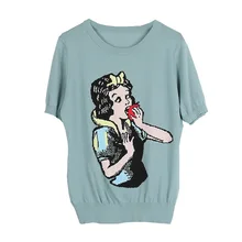 GRUIICEEN весна лето женская футболка Белоснежка трикотажная с круглым вырезом короткий рукав фирменная футболка тонкая футболка