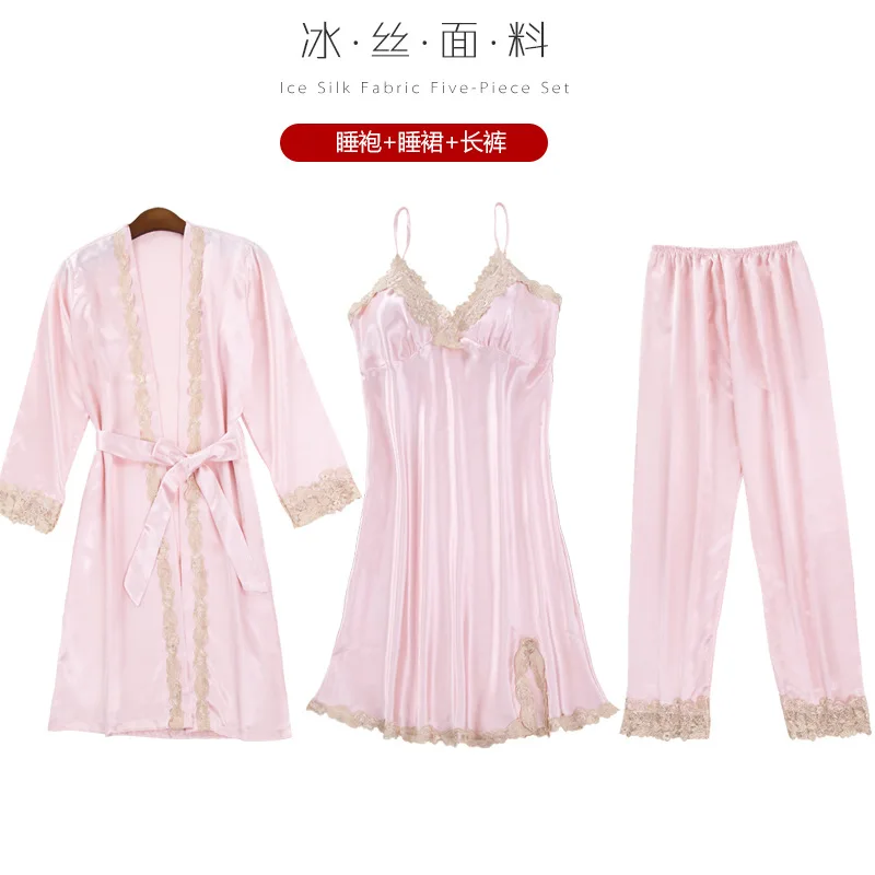 Sexy Womens Night Robe Strap Top Pajamas Suit Summer Two Piec Sleepwear Sets Casual Home Wear Nightwear Sleep Kimono Bath Gown - Цвет: 939