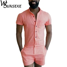 Летние модные мужские комбинезоны с коротким рукавом мужской однобортный комбинезон Карго короткие брюки бойфренд на молнии брюки комбинезон для вечеринки